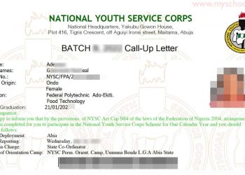 NYSC Call Up Letter